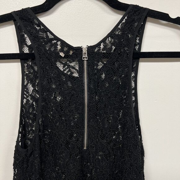 Aritzia Wilfred Sheer Lace Tank Top Black Size S High Low Zip Back Party Gothic - Picture 4 of 12